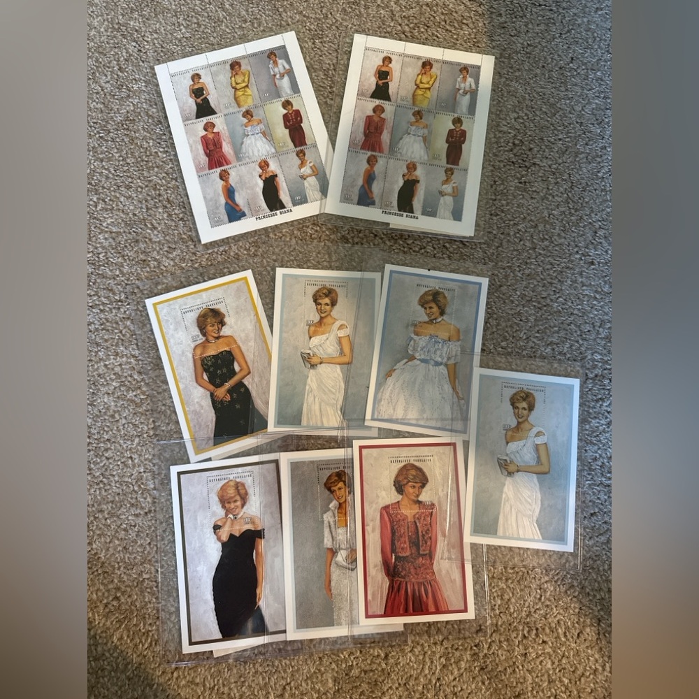 Princess Diana Vintage Stamp Collection – 11 Piece Lot – Mint Souvenir Sheets